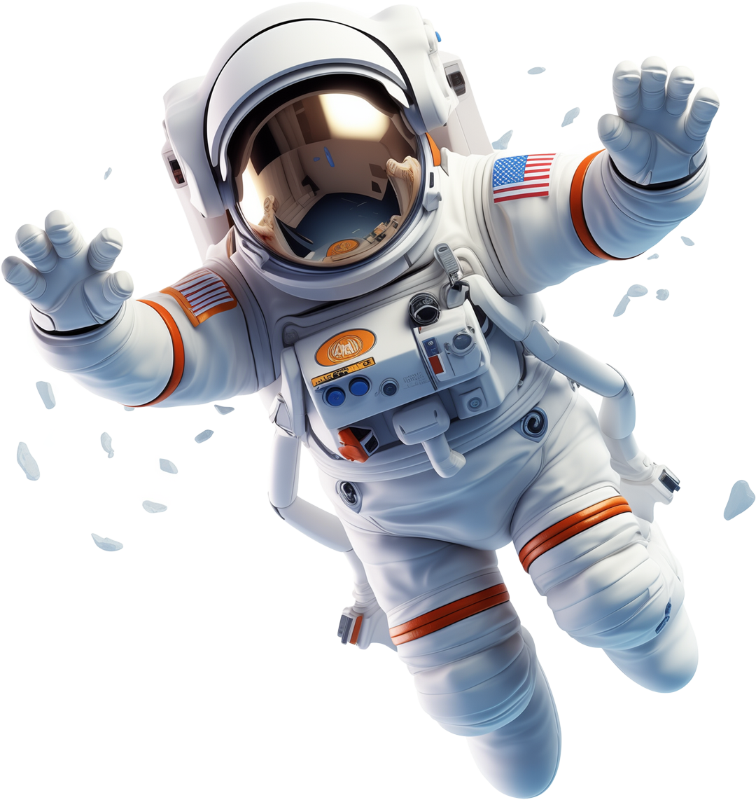 Floating astronaut with laptop